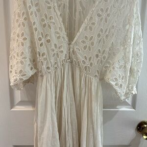 Free People Dress Cotton Bella Note Eyelet Mini Women's White Size Small